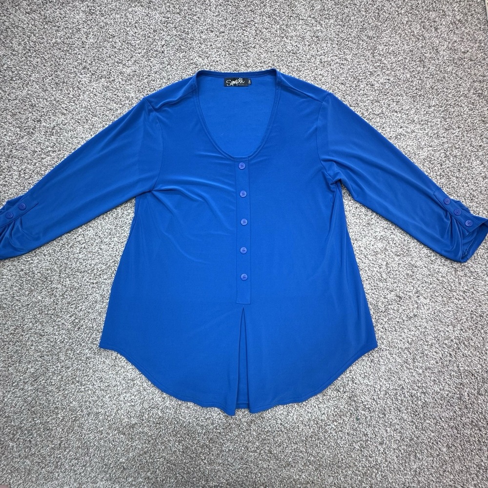 Sympli Royal Blue Button-Front Tunic Top